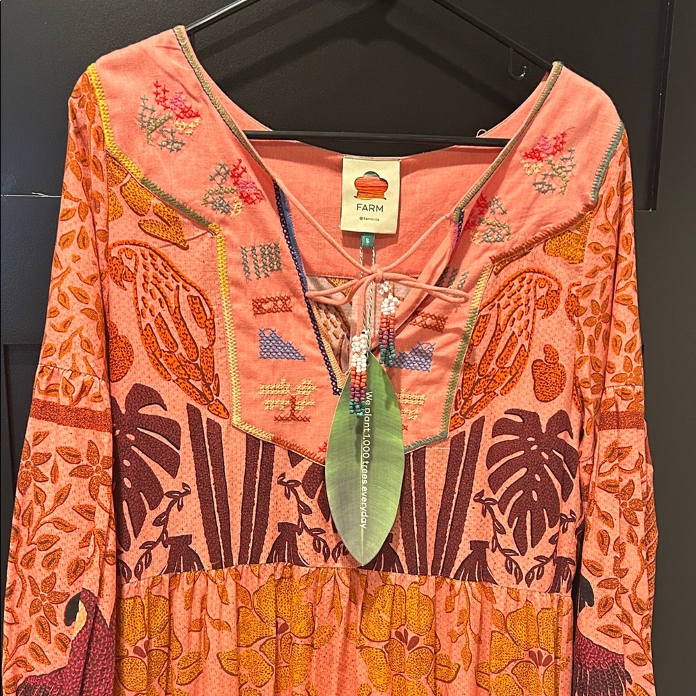NWT FARM Rio Vibrant Pink and Orange Dress